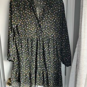 Zara Black Floral Summer Dress